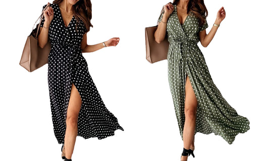 Polka Dot Wrap Midi Dress