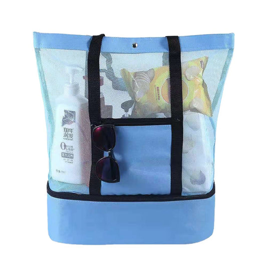 Beach Bag with Insulated Cooler Blue