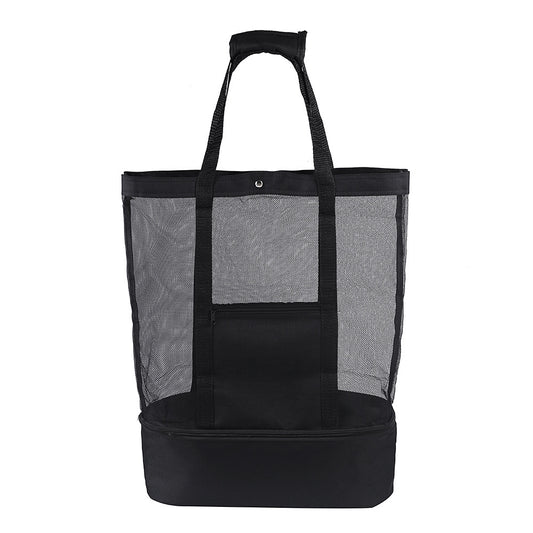 Beach Bag with Insulated Cooler Black