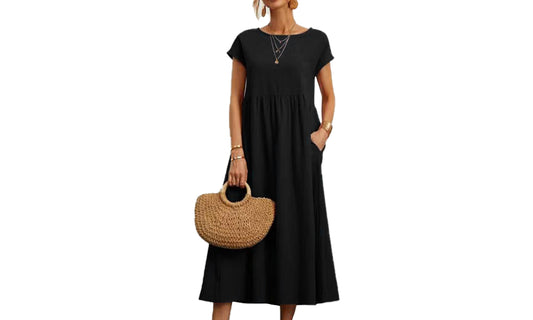 Cotton-Linen Smock Maxi Dress