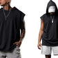 Men Workout Hoodie Sleeveless Vest-Black