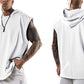 Men Workout Hoodie Sleeveless Vest-White