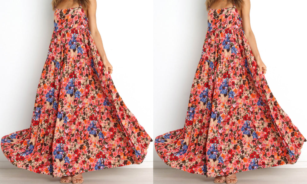 Backless Floral Maxi Dress