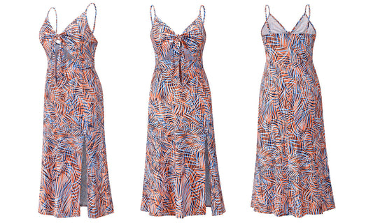 Bow Tie Front Cut Out Midi Dress