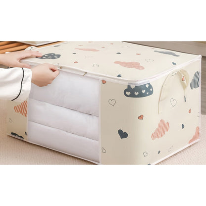 Printed Quilt Storage Bag Set Blanket Storage Bag -Beige