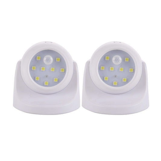 Set of 2Pcs 360 degree Battery Operated Motion Sensor Light-White