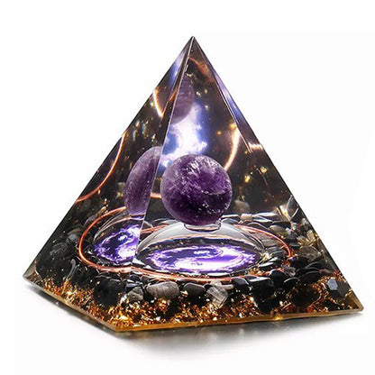 Amethyst Resin Sphere Orgonite Pyramid Obsidian Chakra Energy Orgone Stone