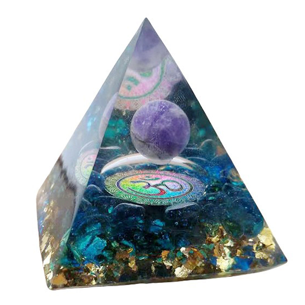 Amethyst Resin Sphere Orgonite Pyramid Obsidian Chakra Energy Orgone Stone