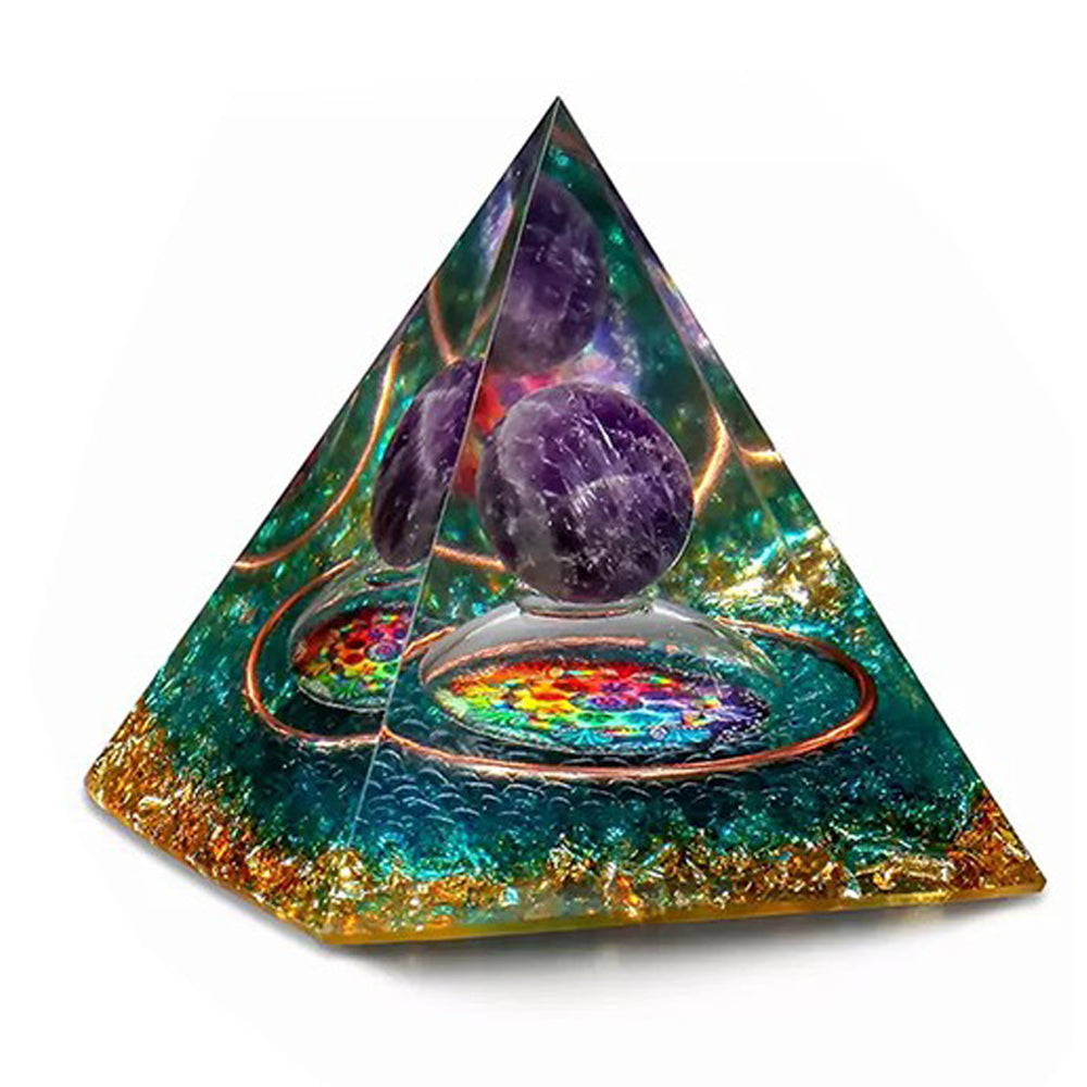 Amethyst Resin Sphere Orgonite Pyramid Obsidian Chakra Energy Orgone Stone