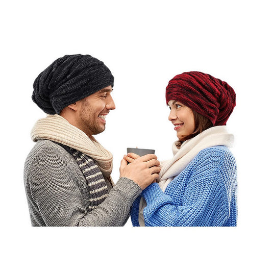 Unisex Fleece-Lined Knit Slouchy Beanie
