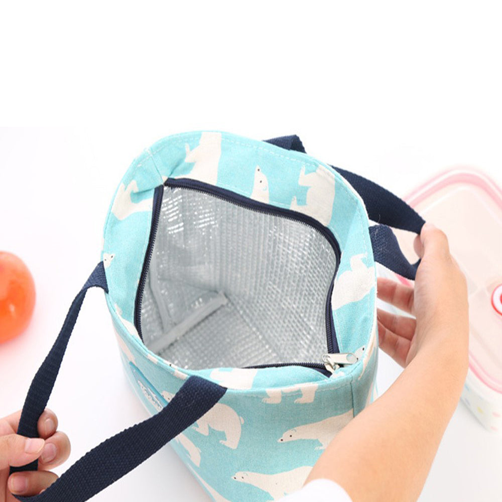 Cotton Linen Lunch Insulated Bag