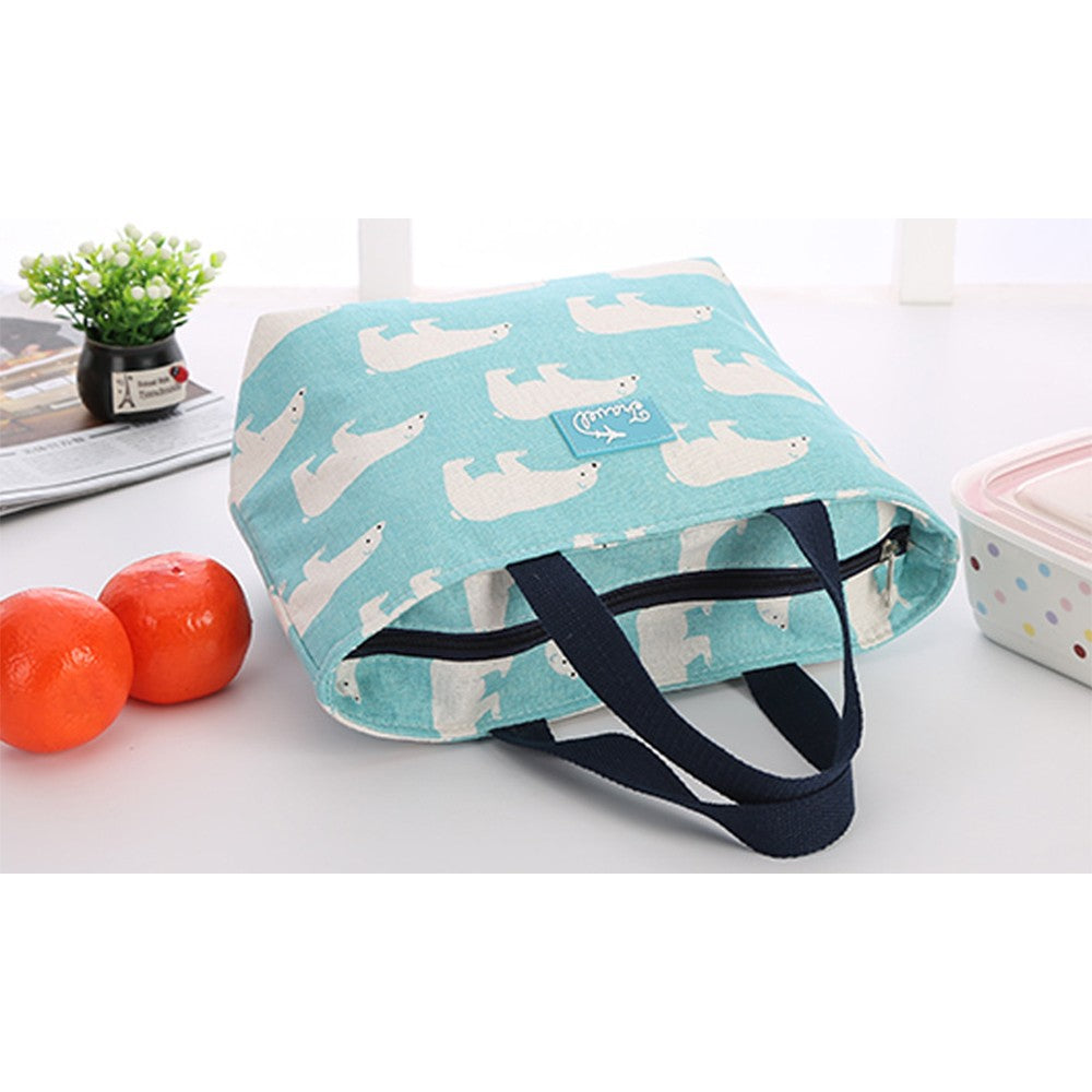 Cotton Linen Lunch Insulated Bag