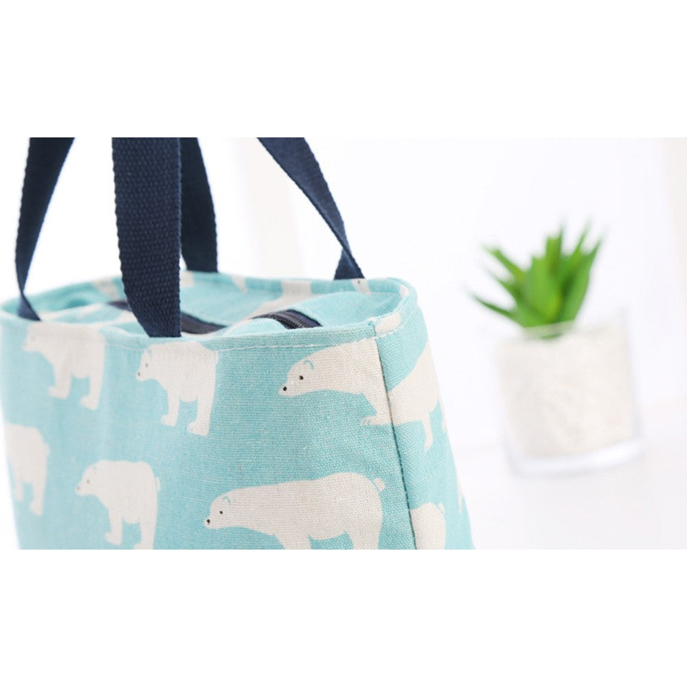 Cotton Linen Lunch Insulated Bag