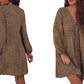 Women's Leopard Floral Printed Long Sleeve Tunic Dress