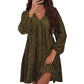Women's Leopard Floral Printed Long Sleeve Tunic Dress