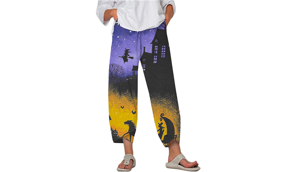 Women Christmas Relaxed Cropped Pants