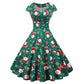 Women's Christmas Summer Short Sleeve Xmas A-Line Dress