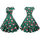 Women's Christmas Summer Short Sleeve Xmas A-Line Dress