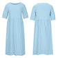Women's Cotton-Blend Crew Neck Midi Dress Summer Kid Doll Dress