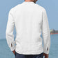 Men Cotton Linen V-Neck Button down Shirts Top Beach Holiday Shirt