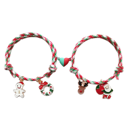 2pcs Christmas Magnetic Couple Bracelets for Women Men