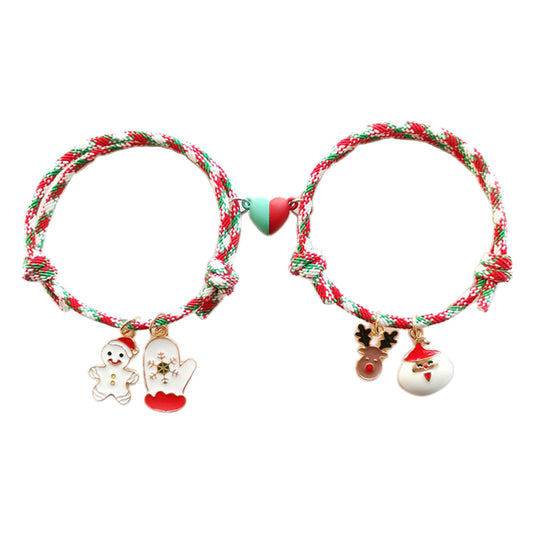 2pcs Christmas Magnetic Couple Bracelets for Women Men