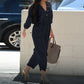 Women's Tie Waist Cargo Jumpsuit Long Sleeve Button Down Romper Overalls