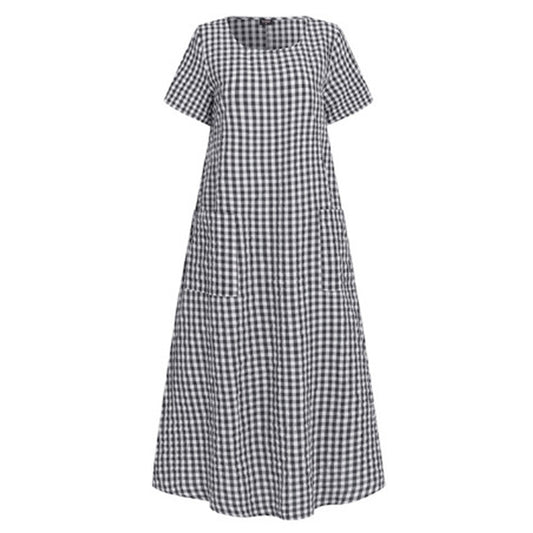 Women's Plaid Print Long Maxi Dress