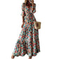 Women's Floral Long Sleeve Tied Waist Maxi Dress