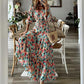 Women's Floral Long Sleeve Tied Waist Maxi Dress