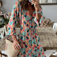 Women's Floral Long Sleeve Tied Waist Maxi Dress