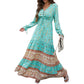 Women's Floral Print Boho Lace Up Front Dress