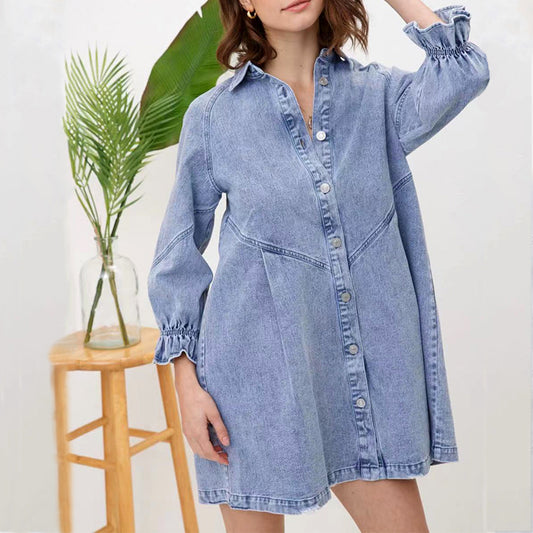 Women's Oversized Distressed Denim Dress