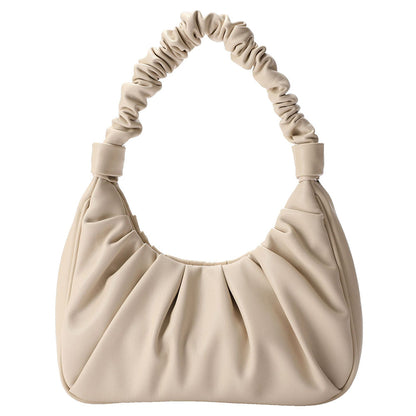 Women's Ruched Hobo Handbag Pleated Underarm Bag Mini Shoulder Bag