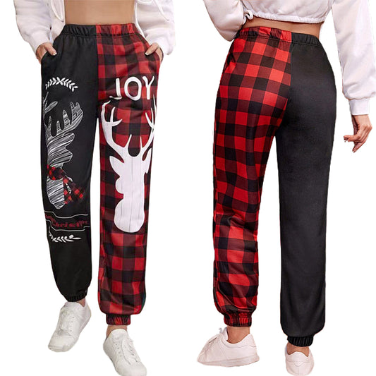 Women's Christmas High Waist Patchwork Sport Pants