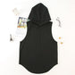 Men Workout Hoodie Sleeveless Vest-Black