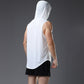 Men Workout Hoodie Sleeveless Vest-White