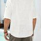 Men's Causal Henley Shirt Half Sleeve Hippie Summer Beach T Shirts -White