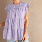 Women's Swiss Dot Chiffon Round Neck Short Sleeve Blouse