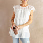 Women's Swiss Dot Chiffon Round Neck Short Sleeve Blouse