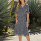 Women's Boho Summer Wrap V Neck Side Split Short Sleeves Dress with Belt