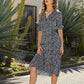 Women's Boho Summer Wrap V Neck Side Split Short Sleeves Dress with Belt
