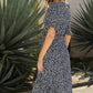 Women's Boho Summer Wrap V Neck Side Split Short Sleeves Dress with Belt