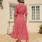 Women's Boho Summer Wrap V Neck Side Split Short Sleeves Dress with Belt