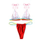 Women Brazilian Bikini 2 Piece Spaghetti Strap Top Thong Swimsuit Bathing Suit