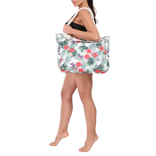 Women's Canvas Large Beach Bags with Zipper