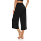 Women's Capri Pants Wide Leg Drawstring Loose Cropped Yoga Pants