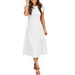 Women's Summer Casual Short Sleeve Waist Tiered Midi Dress