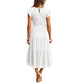 Women's Summer Casual Short Sleeve Waist Tiered Midi Dress