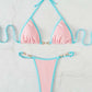 Women's Ribbed Triangle Thong Bikini Set Two Piece Swimsuit Bathing Suit